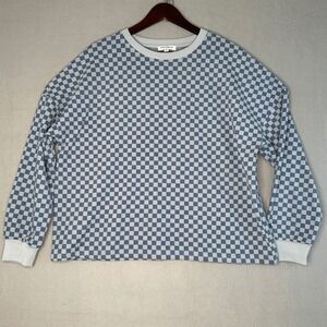 AnnieWear Los Angeles Denim Blue Checkered Long Sleeve Top - Women's‎ M